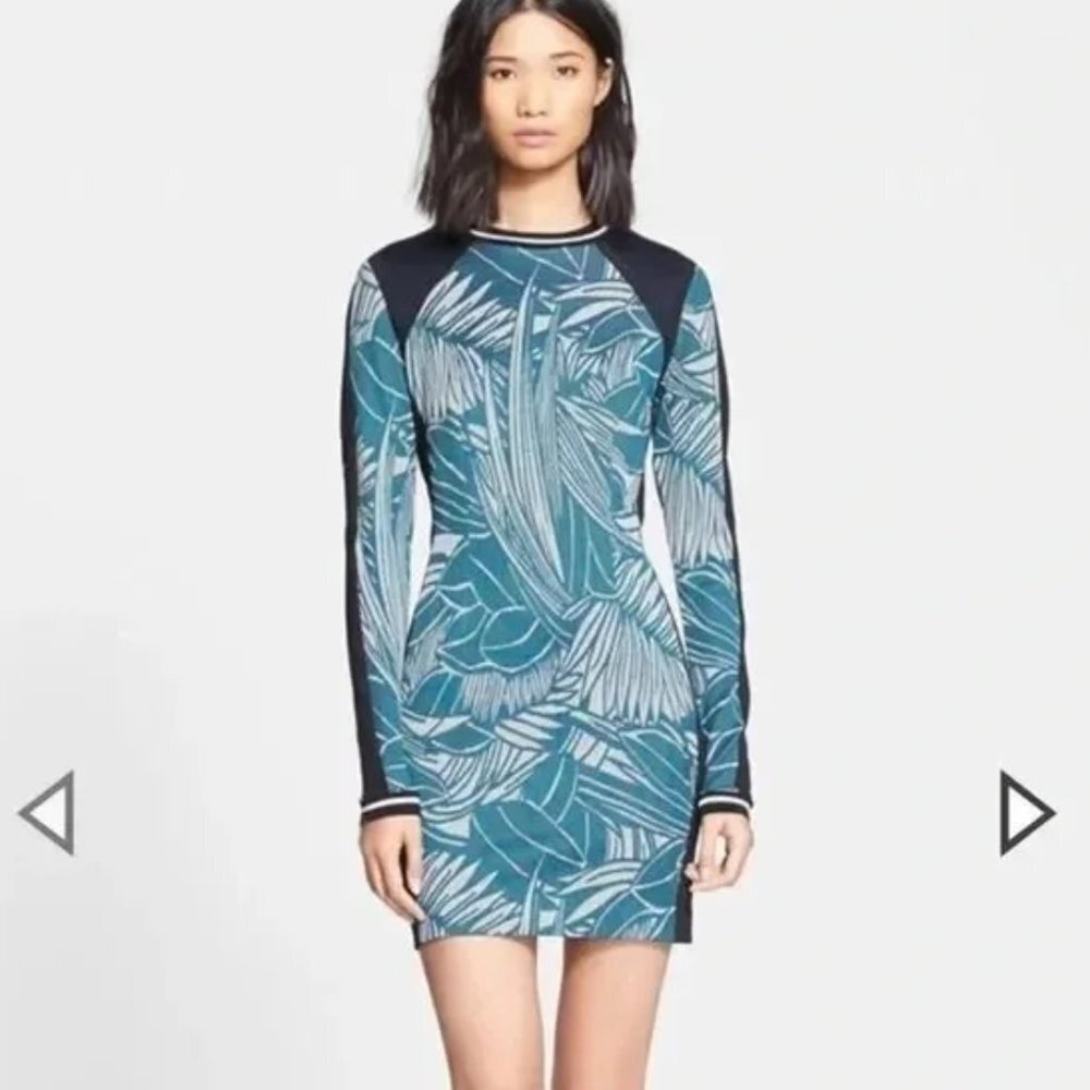 Veronica Beard Jacquard Palm Print Bodycon Dress Size XS